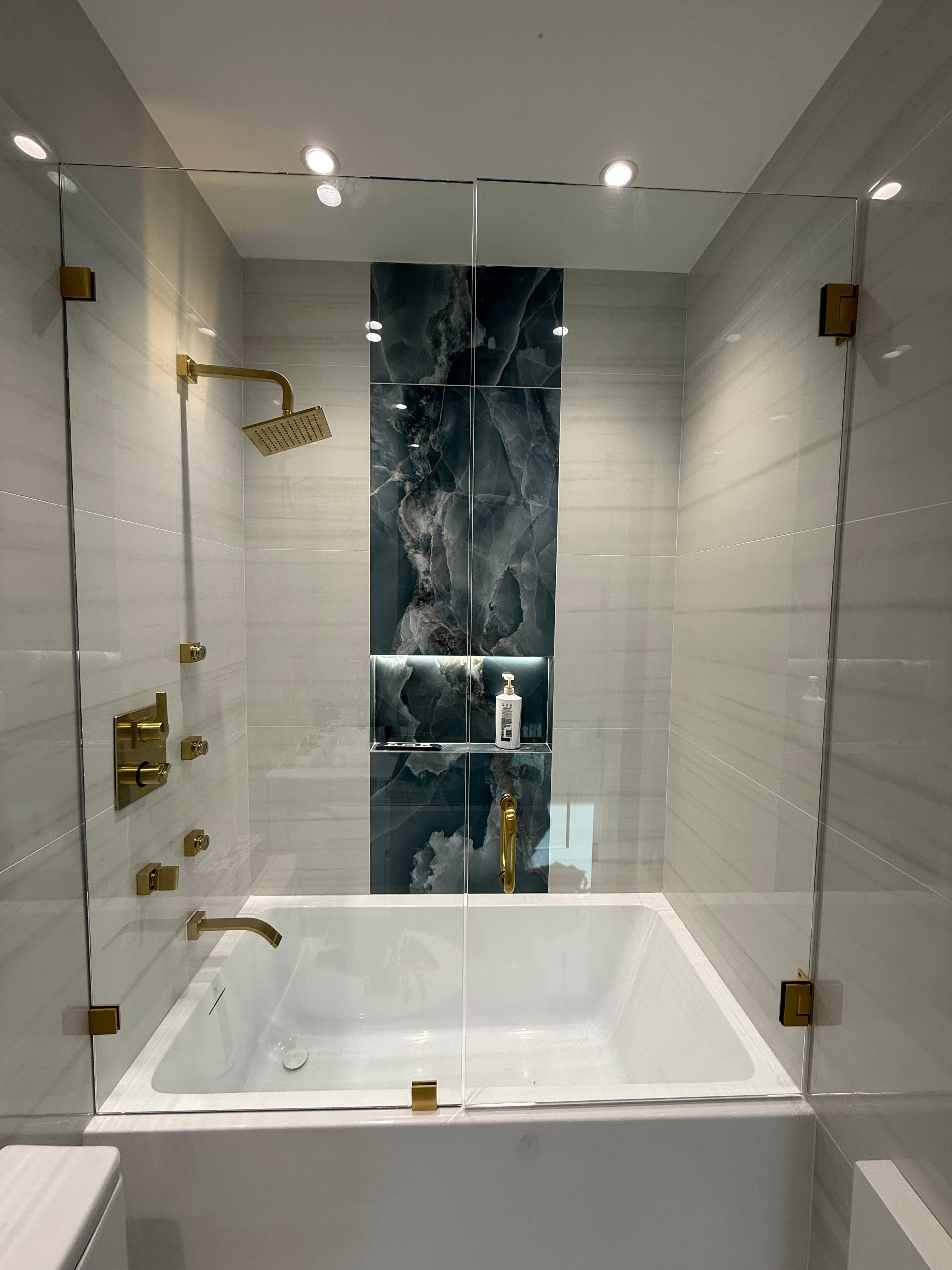 Door + Panel shower door installation in Monsey